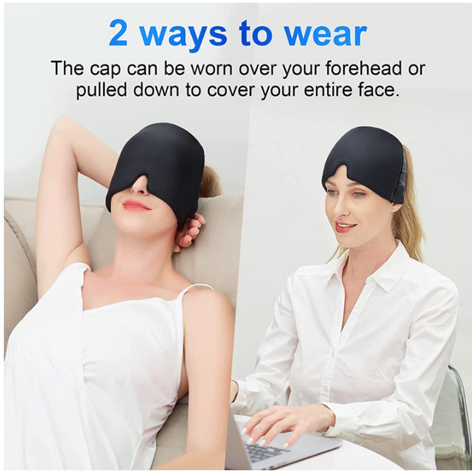 EEUK Migraine Ice Head Wrap Compression, Headache and Migraine Relief Cap a Headache Ice Mask or Hat Strechable Cold Hot Therapy for Tension Relief, Puffy Eyes, Sinus&Stress Relief(Color:Pink)