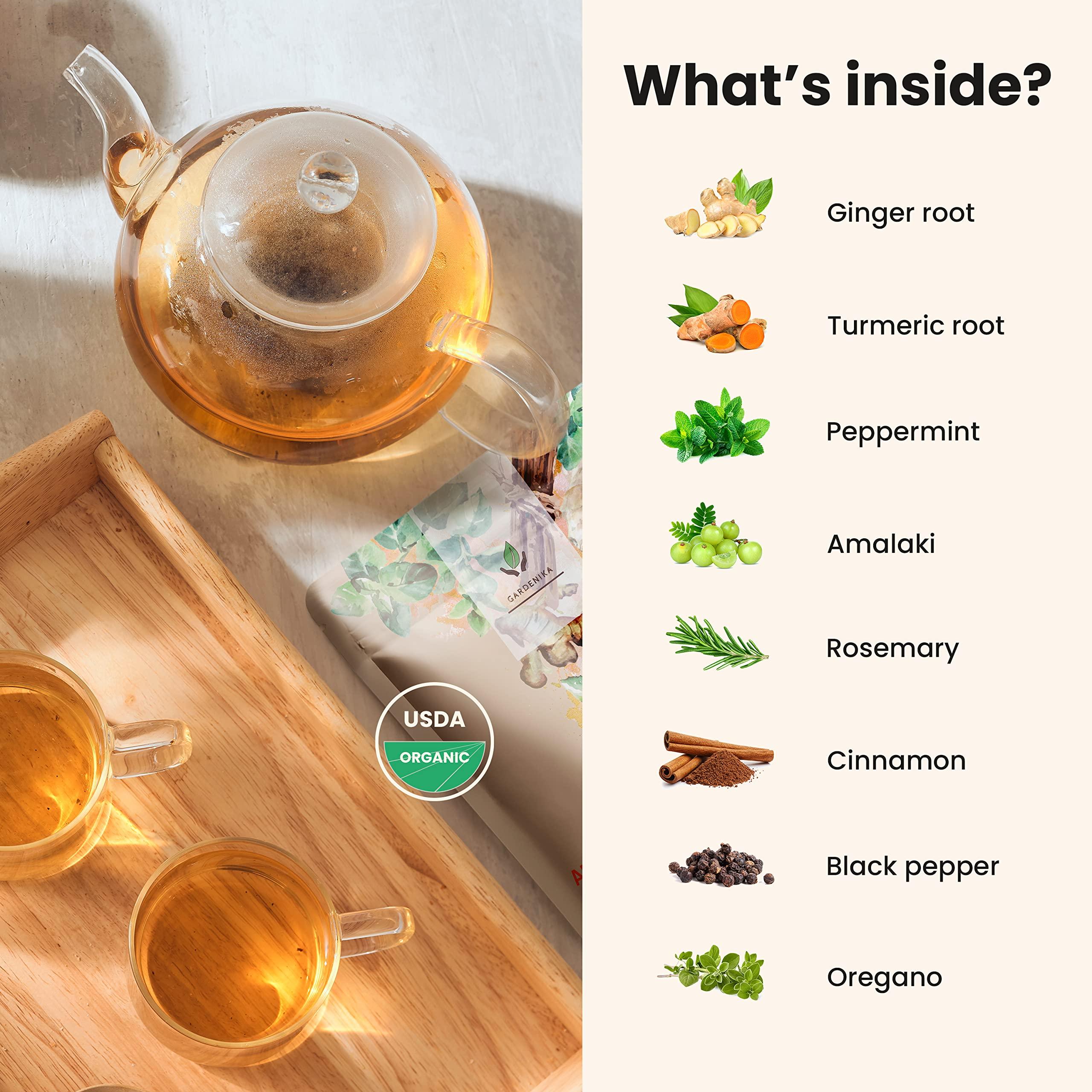 Gardenika Anti-Inflammatea Loose Leaf Tea with Ginger, Turmeric, Peppermint - Kosher, Ayurvedic - Herbal and Caffeine-Free - 3 Pack (12 oz)