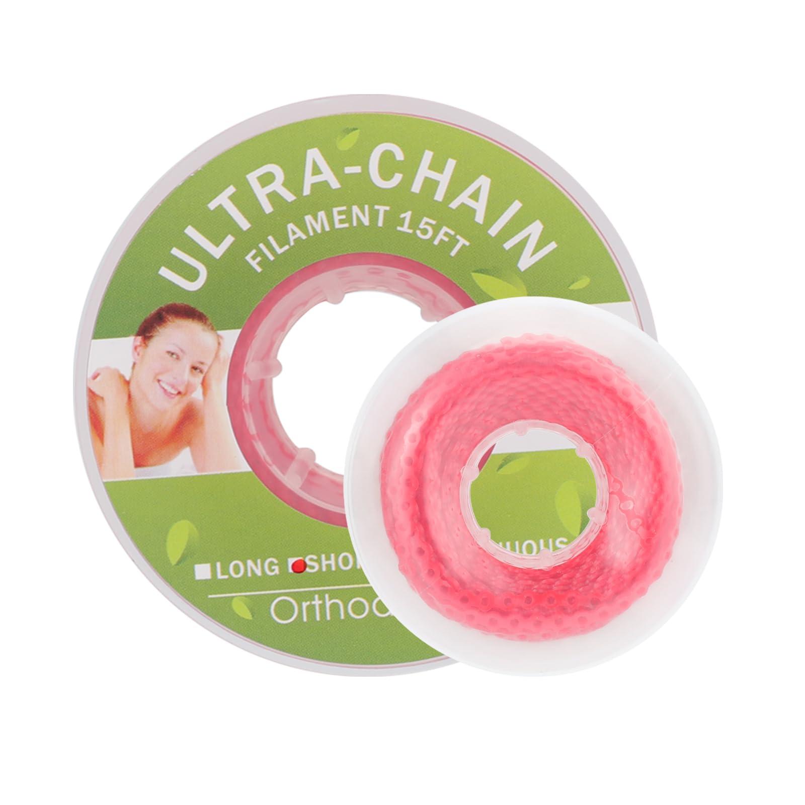 faruijie faruijie Colourful Elastic Power Chain for Braces Dental Orthodontic Powerchains 3 Sizes Ortho Rubber Band(Short,Red 4#)