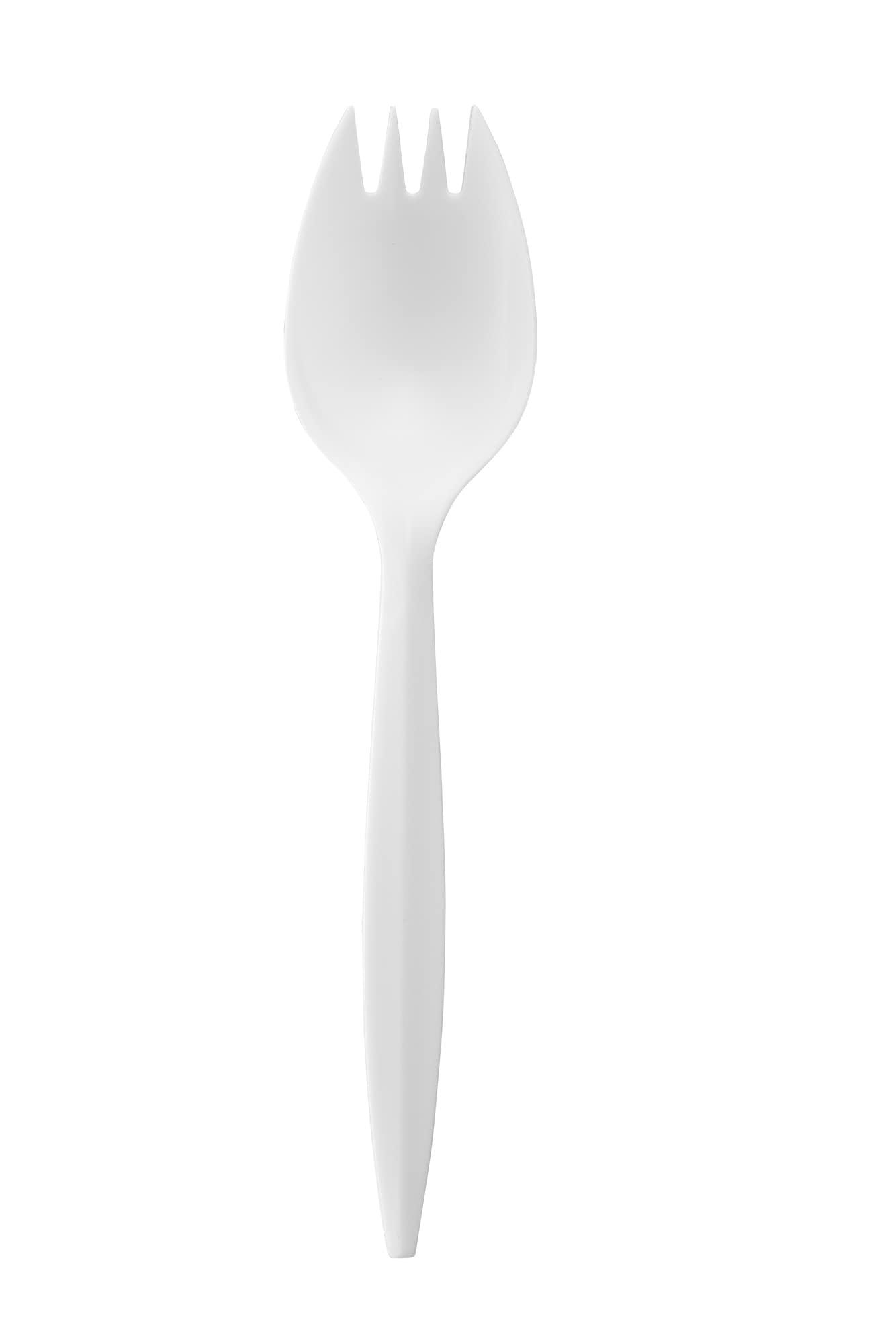 Elegant Disposables 1,000 Plastic Disposable Sporks Bulk White Medium Weight Disposable Silverware Plastic Cutlery Spork