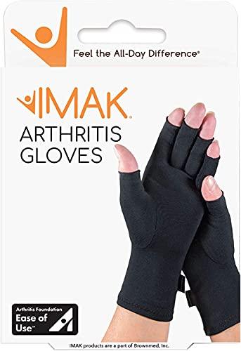IMAK Imak - Compression Arthritis Gloves for Pain & Stiffness of Hands, One Pair of 2 Gloves -Black, Large
