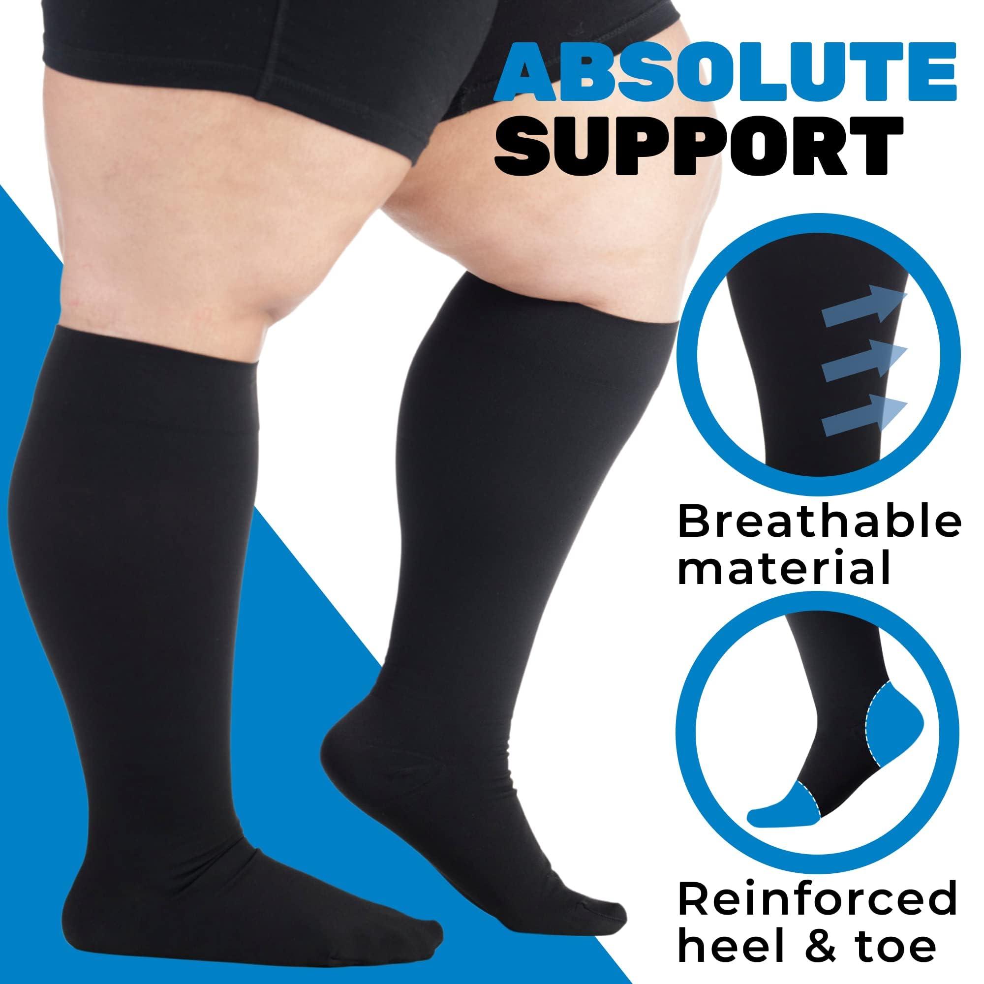 ABSOLUTE SUPPORT ABSOLUTE SUPPORT (3 Pairs) Opaque Knee High Graduated Compression Socks for Women and Men 20-30mmHg | For Swelling, Edema, Sclerotherapy, Diabetic - Black, Small - A501BL1-3