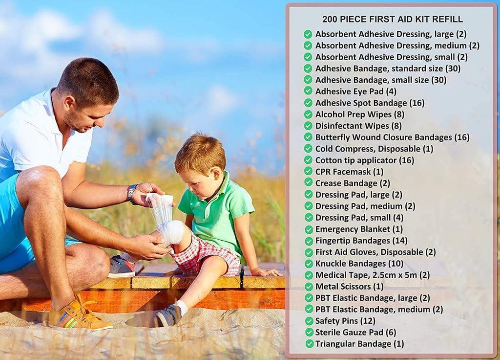 MedSoft First Aid Kit Refill - 200 Piece - Extra Replacement Supplies, Loose Packed Restock Supply Pack