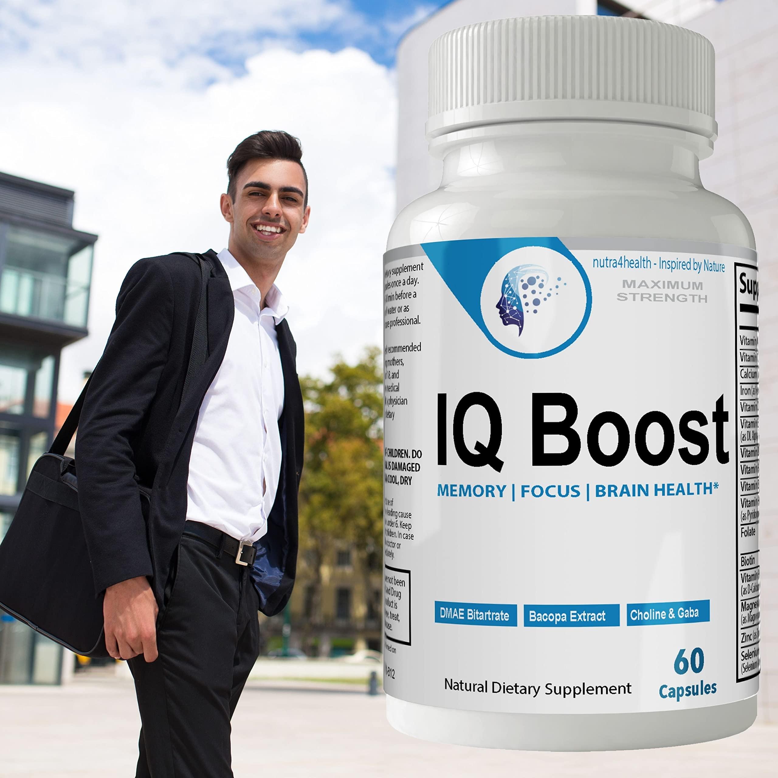 nutra4health LLC IQ Boost Smart Pill Optimal Cognitive Support Brain Omega Original Nootropic Pills Capsules by nutra4health