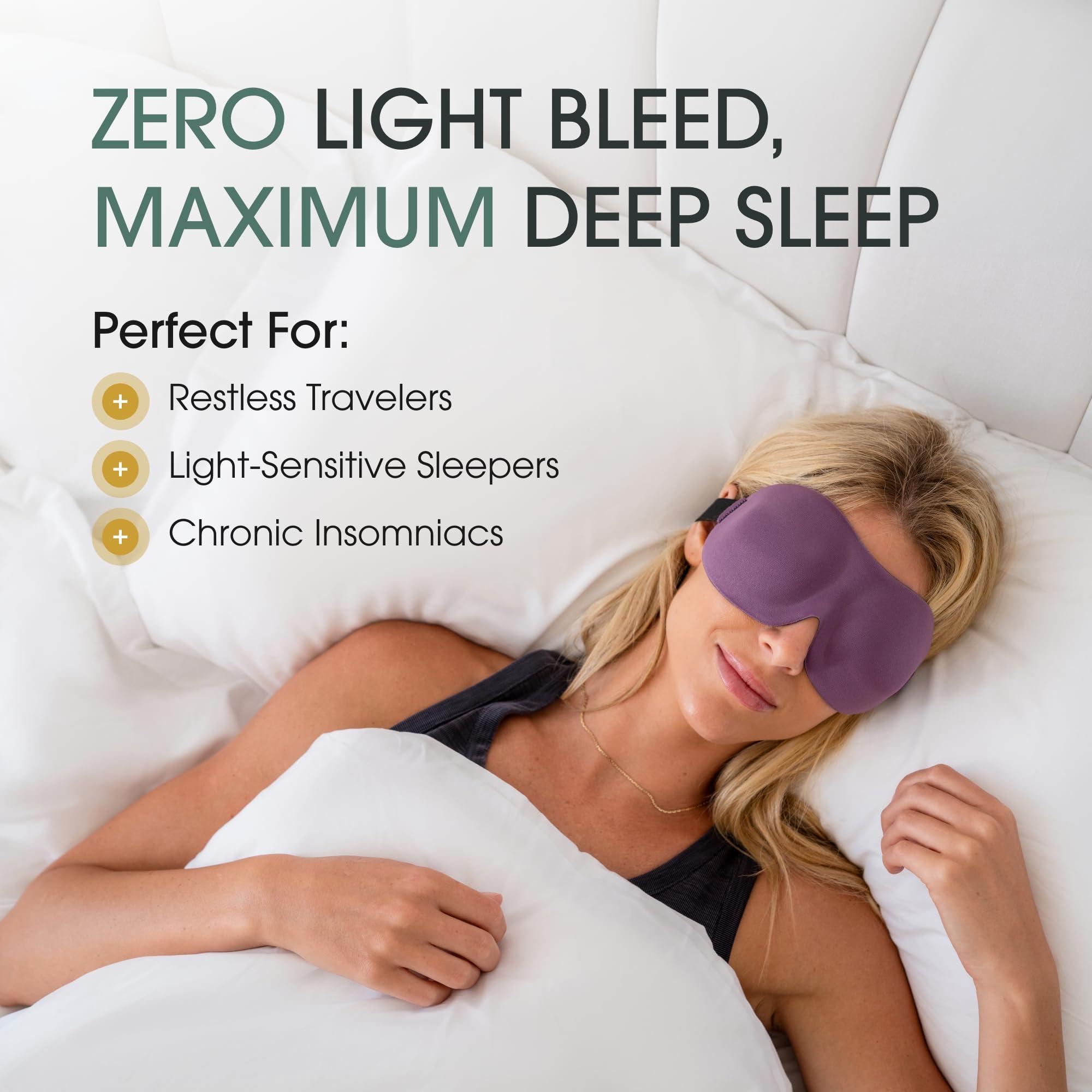 Nidra Nidra Small Medium Sleep Mask for Women & Men, Blackout Blindfold Eye Mask, Deep Rest, 3D Comfort Contoured for Side Sleepers, Lightweight & Soft, Light Blocking for Travel, Yoga, Sleeping, Purple
