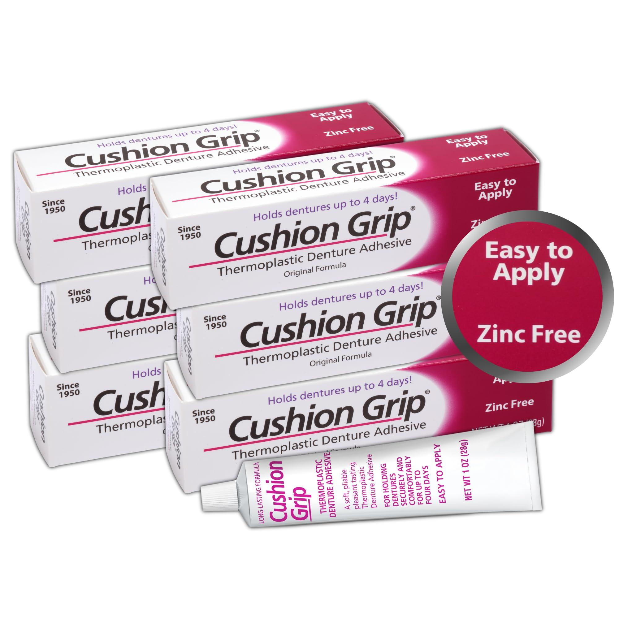 Cushion Grip Cushion Grip Thermoplastic Denture Adhesive, 1 oz - Improves Denture Fit, Comfort & Stability | Non-Glue Adhesive, Acts Like a Soft Reline (Pack of 6)