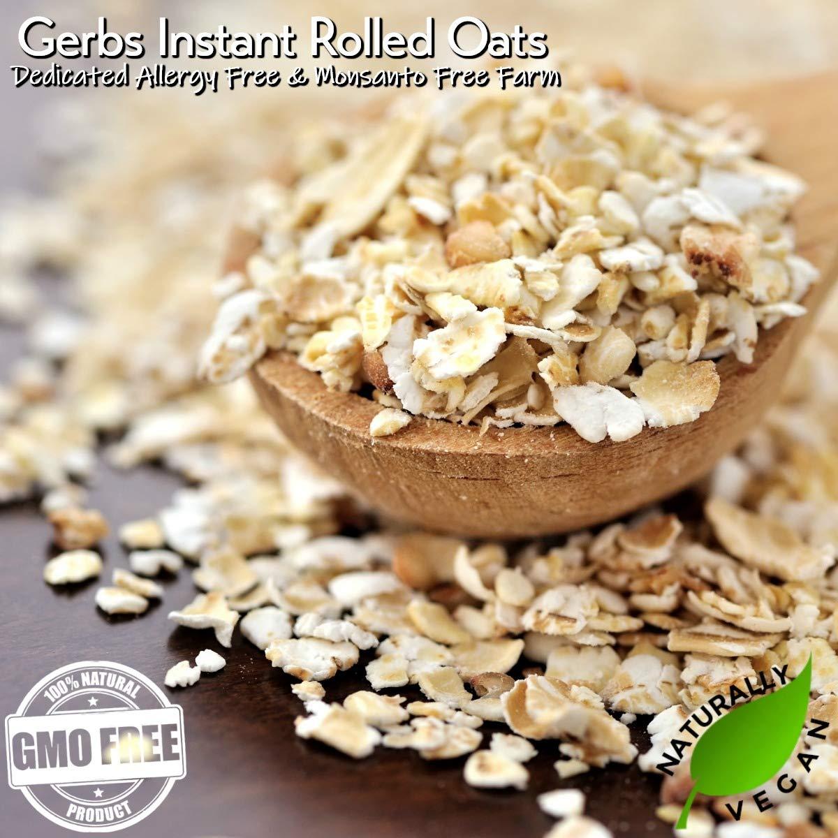 GERBS GERBS Gluten Free Instant Oats, 2 LBS. Premium Grade | Top 14 Food Allergy Free | Freshly harvested in Resealable Bulk Bag | Gluten Peanut Tree Nut Free
