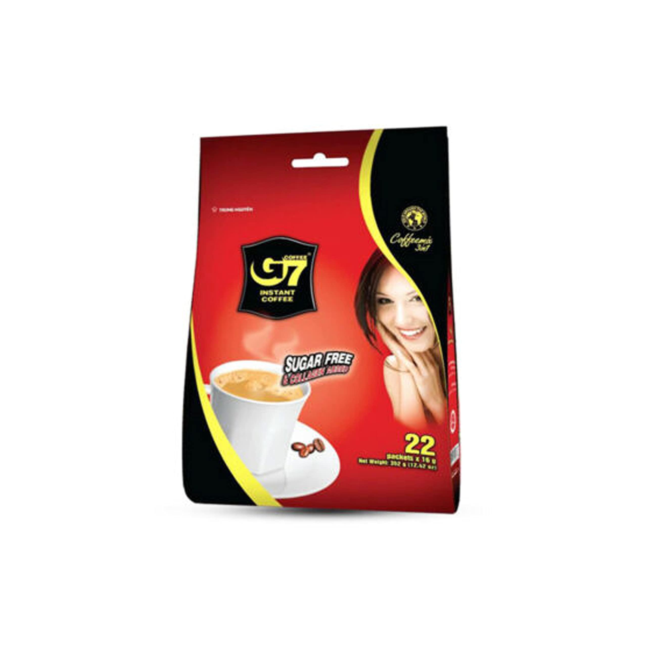 TRUNG NGUYÊN LEGEND TRUNG NGUYEN G7 3-IN-1 COLLAGEN ADDED & SUGAR FREE Instant Coffee for Energy Boost - Collagen Added, Low Caffein & Diet Sugar - Strong and Pure Vietnamese Instant Coffee (22 Sachets/Bag)