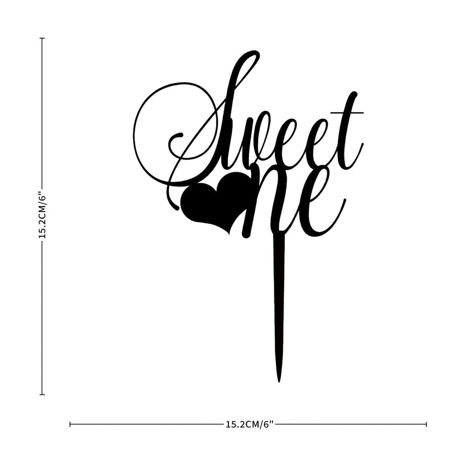 CustonCares Sweet One Cake Topper 1st Valentine's Day Bachelorette Happy Birthday Cake Topper Love Is Love LGBT Marriage Union Acrylic Black Engagement Valentines Day Cake Décor Decorative Gifts for Children Boys