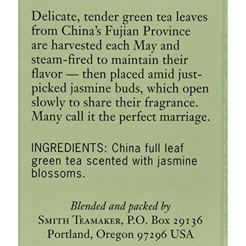STEVEN SMITH TEAMAKER Smith Teamaker | Jasmine Silver Tip No. 96 | Caffeinated Green Tea with Jasmine Blossoms | Scented Full Leaf Green Tea; 6 Pack (90 Sachets, 1.3oz each)