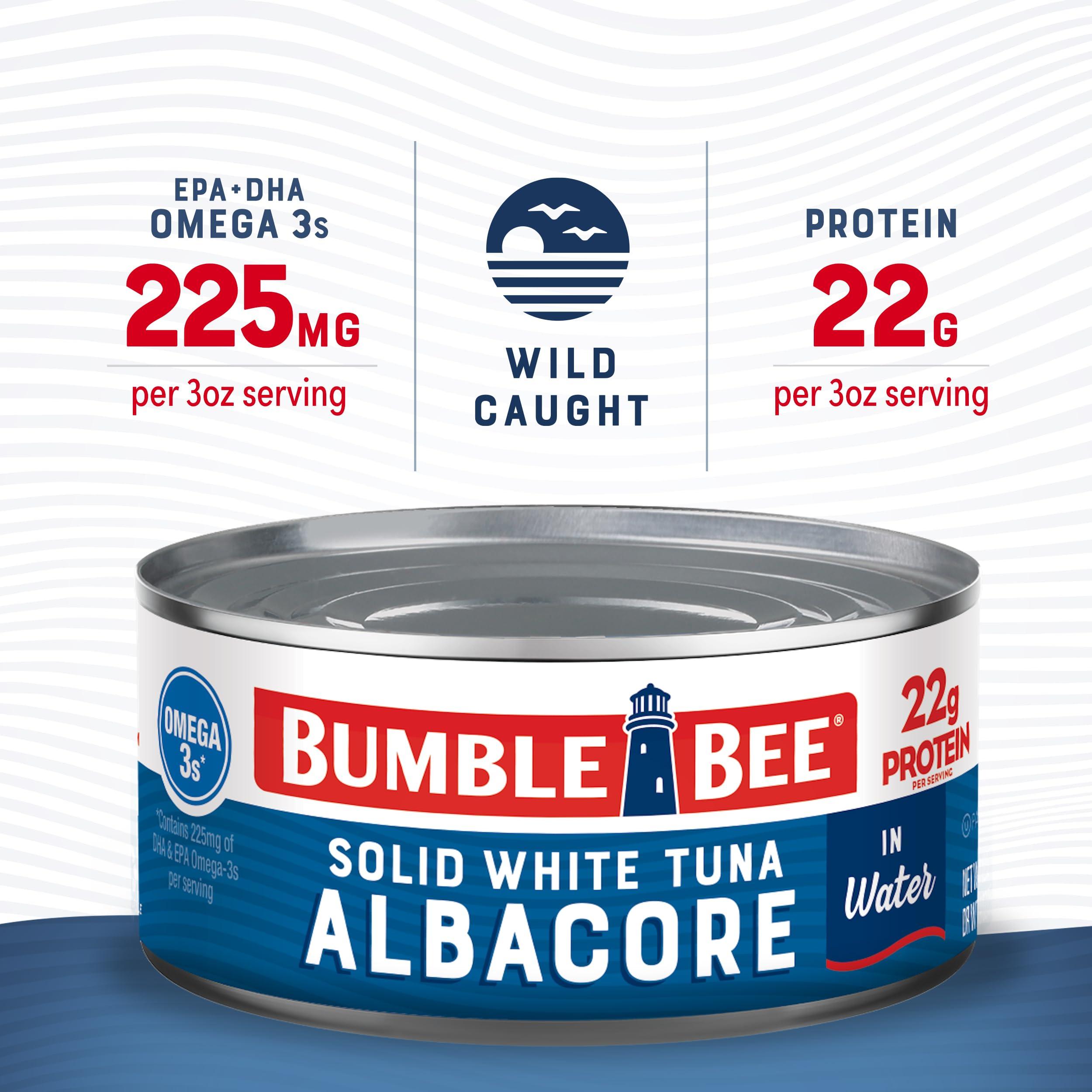 Bumble Bee Bumble Bee Solid White Albacore Tuna in Water, 12 oz Can (Pack of 12) - Wild Caught Tuna - 22g Protein per Serving, High in Omega-3s - Non-GMO Project Verified, Gluten Free, Kosher