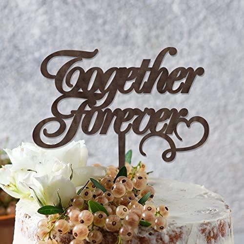 YJHLBHDIAN Together Forever Cake Toppers Anniversary Cake Toppers Mr & Mrs Wedding Cake Topper Married Cake Topper Rustic Wedding Gift Custom Last Name Cake Decorations Wood Brown Cake Topper