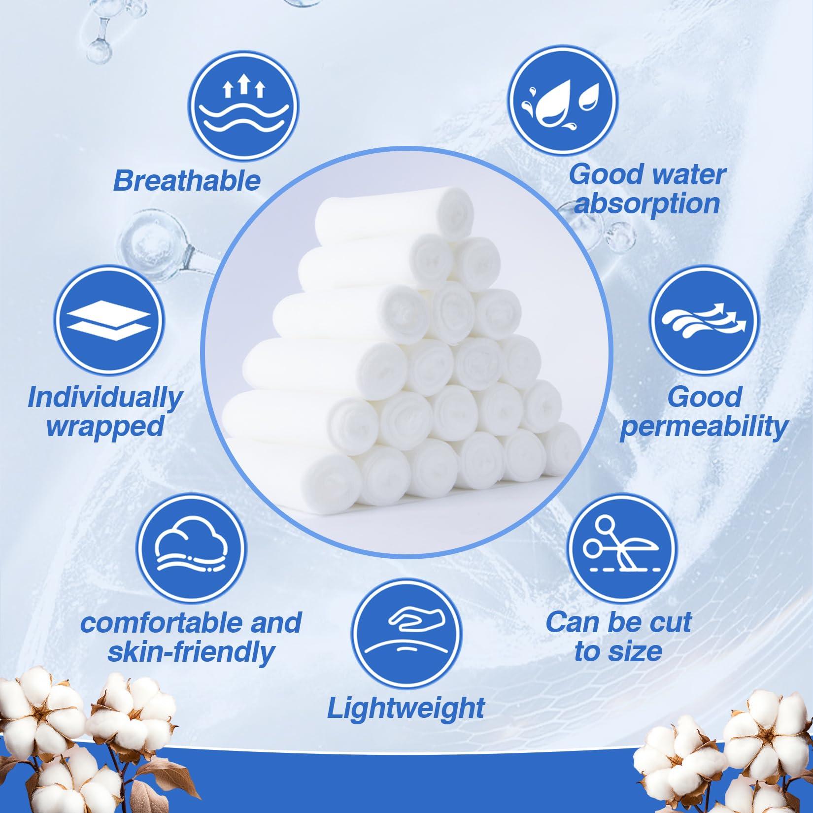 MAQIHAN MAQIHAN Gauze Bandage Rolls - 20PACK Gauze Rolls Gauze Bandage Wrap Gauze Wrap Rolled Gauze First Aid Wrap Wound Care Kit Individually Wrapped