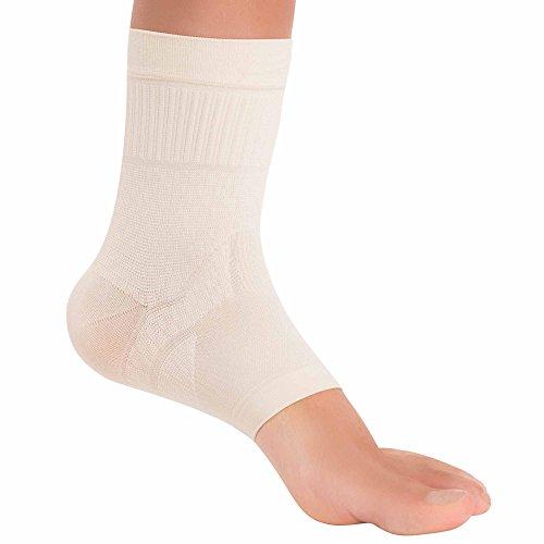Zensah Zensah Ankle Support - Compression Ankle Brace - Great for Running, Soccer, Volleyball, Sports - Ankle Sleeve Helps Sprains, Tendonitis, Pain, Beige, Medium