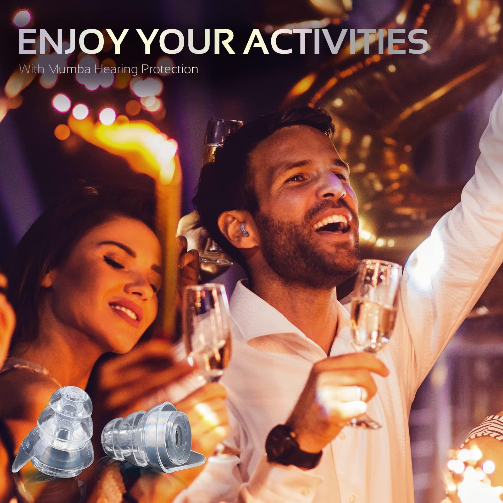 Mumba High Fidelity Concert Earplugs, Reusable Musicians Ear Plugs, 24dB Advanced Filter Technology Ear Protection for Music Festivals, DJs, Musicians