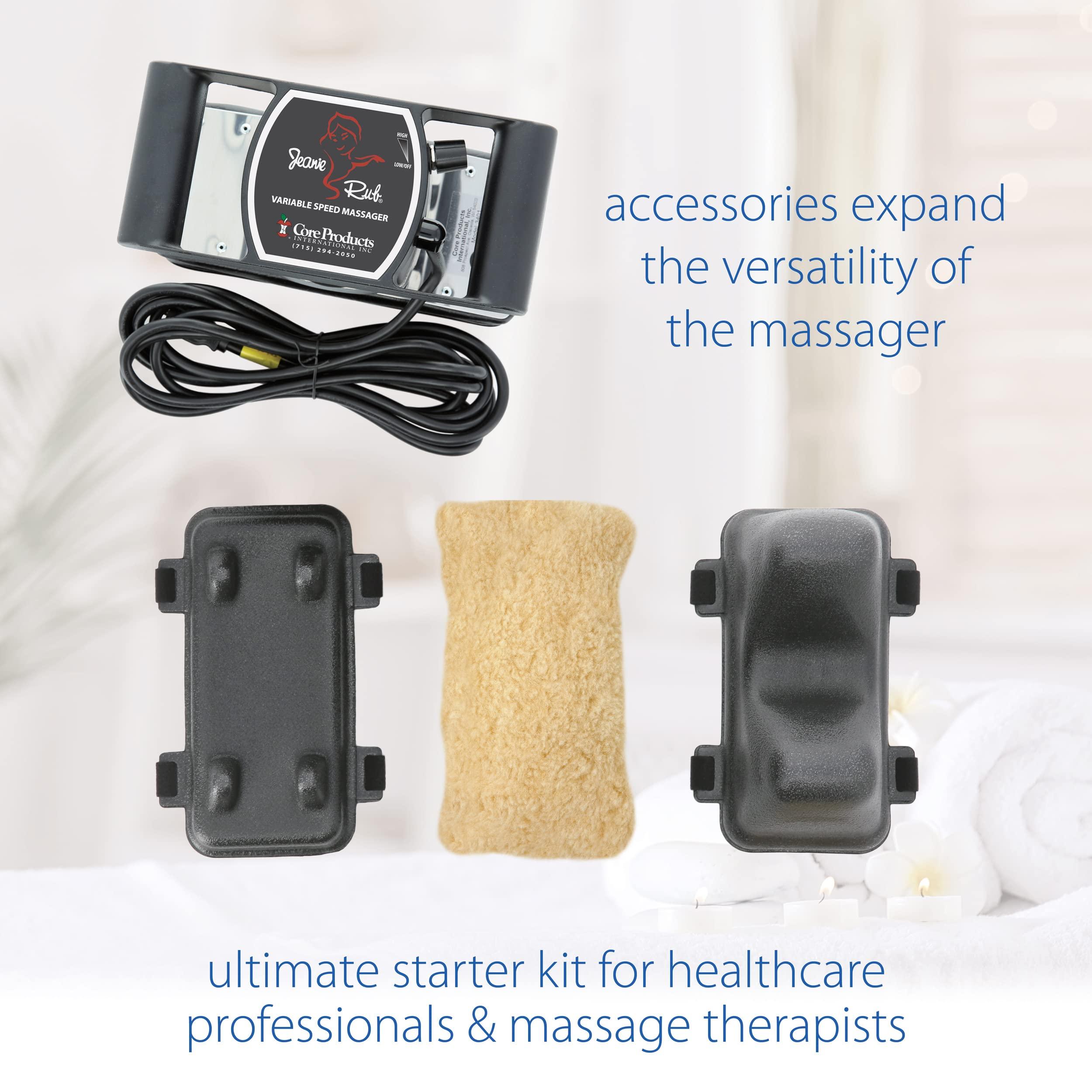 Core Products Core Products Jeanie Rub Massager Deluxe Package, Variable Speed Deep Tissue Relaxing Massage Tool with Fleece Pad Cover and Back Accessory