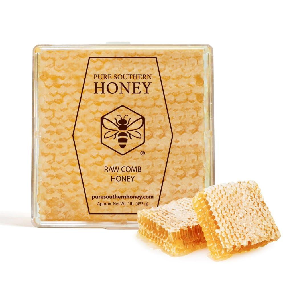 Pure Southern Honey Raw Edible Honeycomb Approx. 14 oz. - American Made by Pure Southern Honey