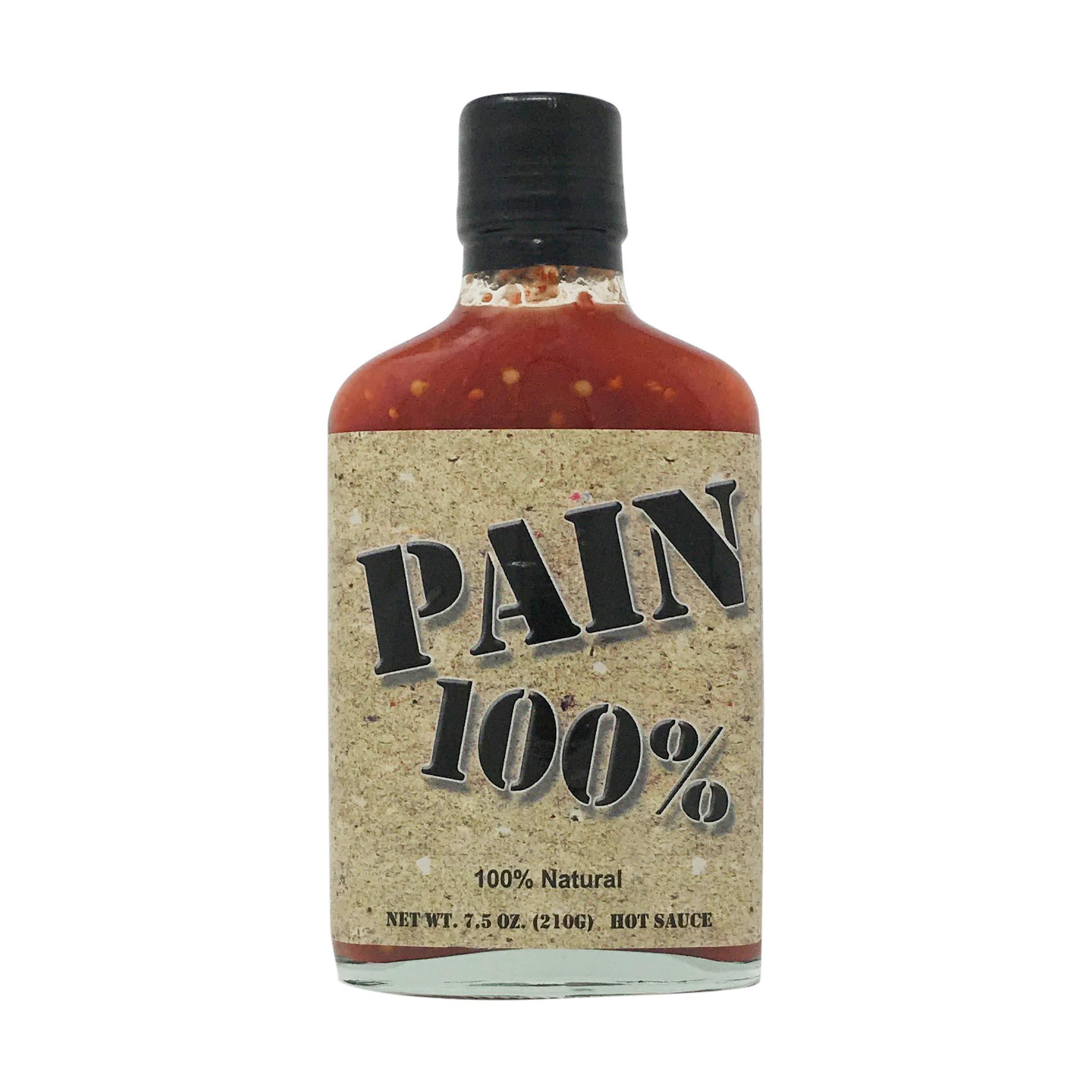 Pain 100% Pain 100% - Organic Hot Sauce - 7.5oz Bottle - 250,000-1,000,000 Scovilles - Made in Kansas, USA. Made with Habanero Peppers - 100% Natural Ingredients