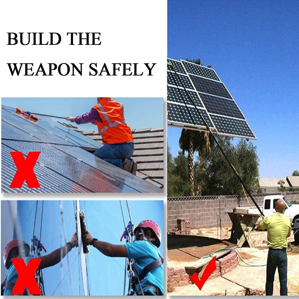 wzfdm Water Fed Pole Kit, Telescopic Solar Panels Cleaning Pole Window Cleaning Equipment, Adjustable Height and 30Cm Cleaning Brush,24FT/7.2m