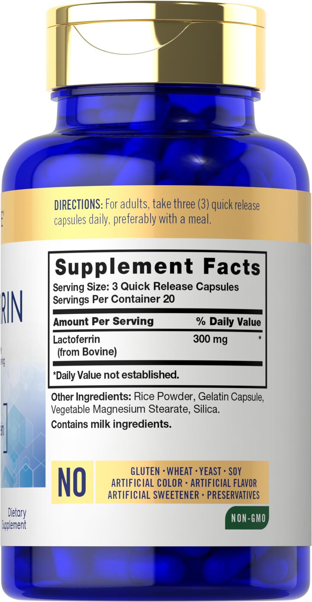 Carlyle Carlyle Lactoferrin Supplement | 300mg | 60 Capsules | Non-GMO and Gluten Free