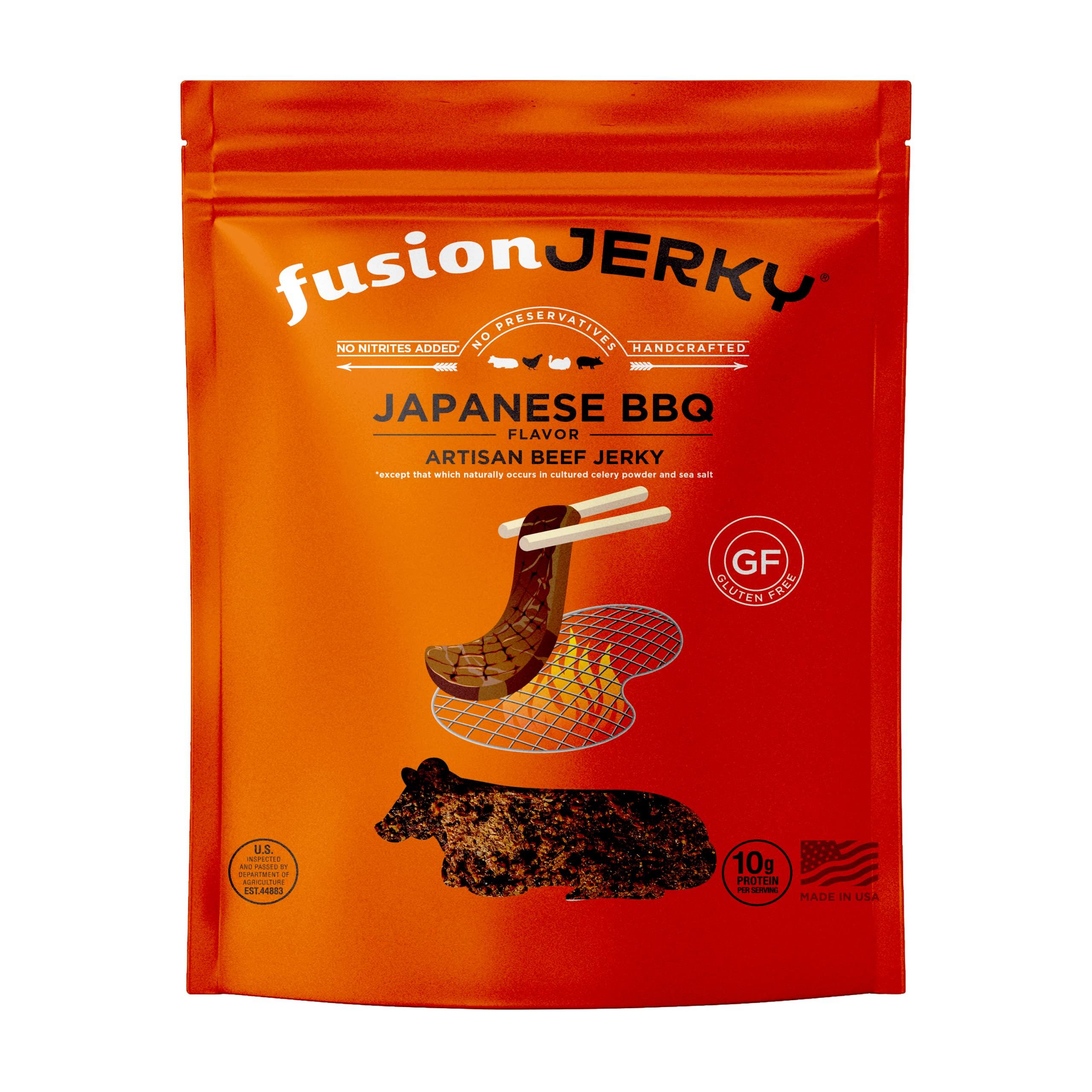 fusionJerky Fusion Jerky Artisan Beef Jerky, Japanese BBQ, 2.5 oz - All Natural, 10g Protein, Premium USA Sourced Meat, Gluten Free, Prime Cuts, No Nitrates, No Added MSG, No Preservatives, Made in USA