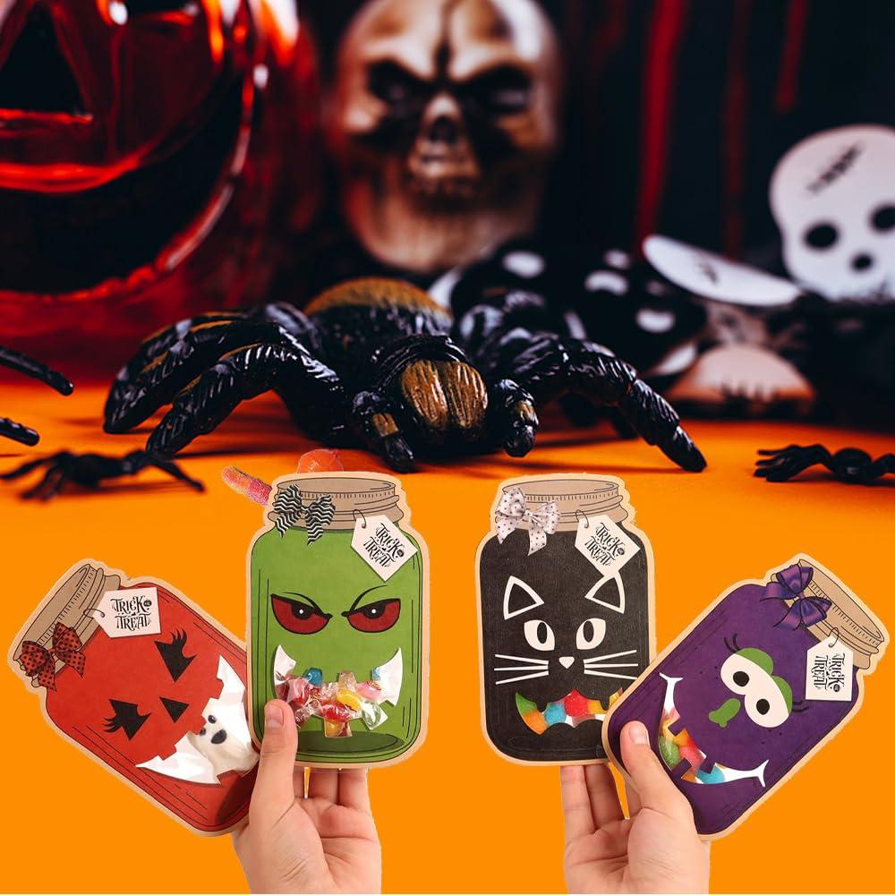 Colodeol 30 Pack Halloween Party Treat Bags - Trick or Treat Bags with Candy Cards, School Classroom Party Favors