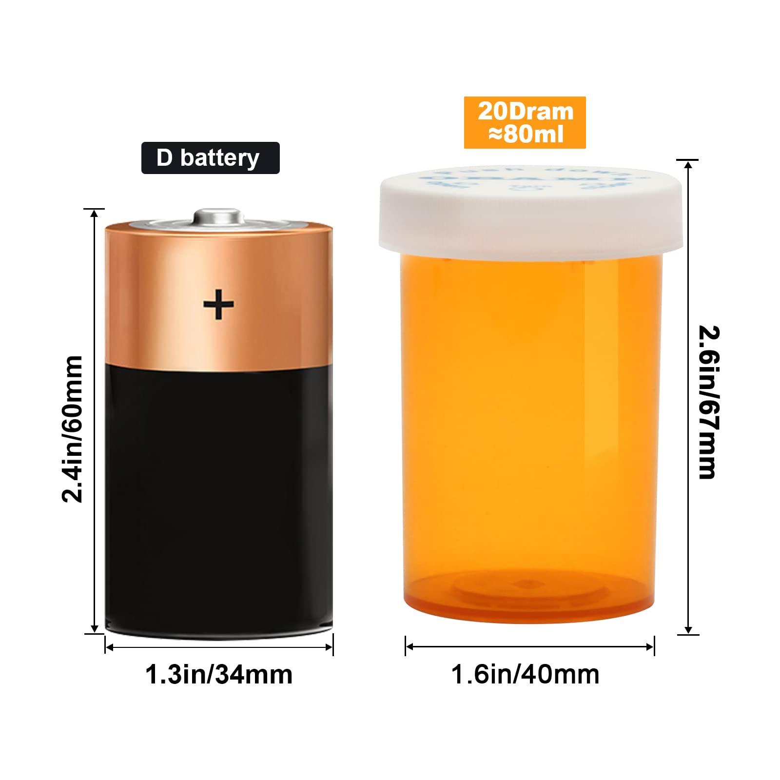 Obami Plastic Medicine Pill Bottles with Child Resistant Caps - Push Down and Turn - Prescription Vial, Medicine Container, Pill Cases Dispenser Organizers (12pcs, 20 Dram)