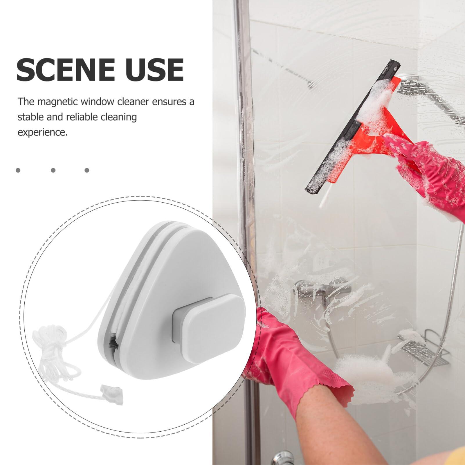 Gatuida Gatuida Double Side Magnetic Window Cleaner Triangular Glass Wiper Window Wiper Glider Washing Brush Cleaning Brush for Car Glazed Windows White