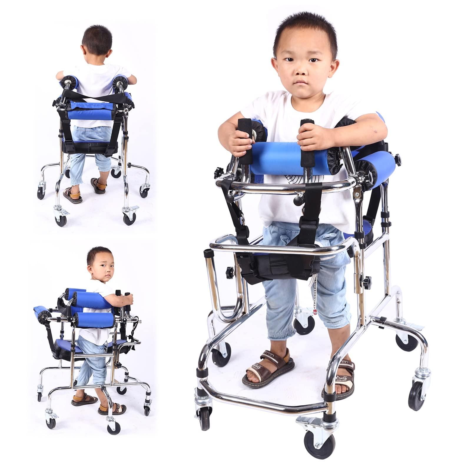 ZHDBMM Walkers for Seniors, Walker Children with Cerebral Palsy, Hemiplegia Stroke Rehabilitation Standing Frame Adult Walker Walking Aid for The Disabled ( Color : Men , Size : Height: 2.9~3.9ft )