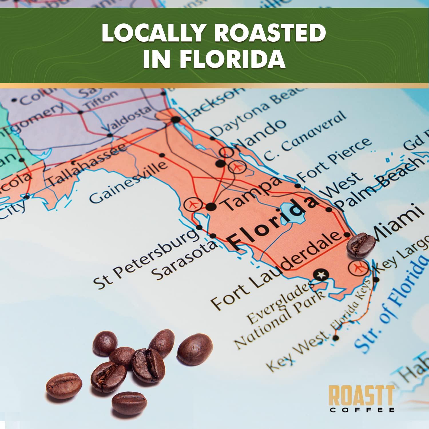 Roastt Coffee Organic Coconut Coffee Pods for Keurig K Cup Compatible Brewers, Organic Medium Roast Caffeinated Coconut Coffee Pods, Brew Hot or over Ice, Compatible with K-Cups and Keurig Brewing Machines Pack of 