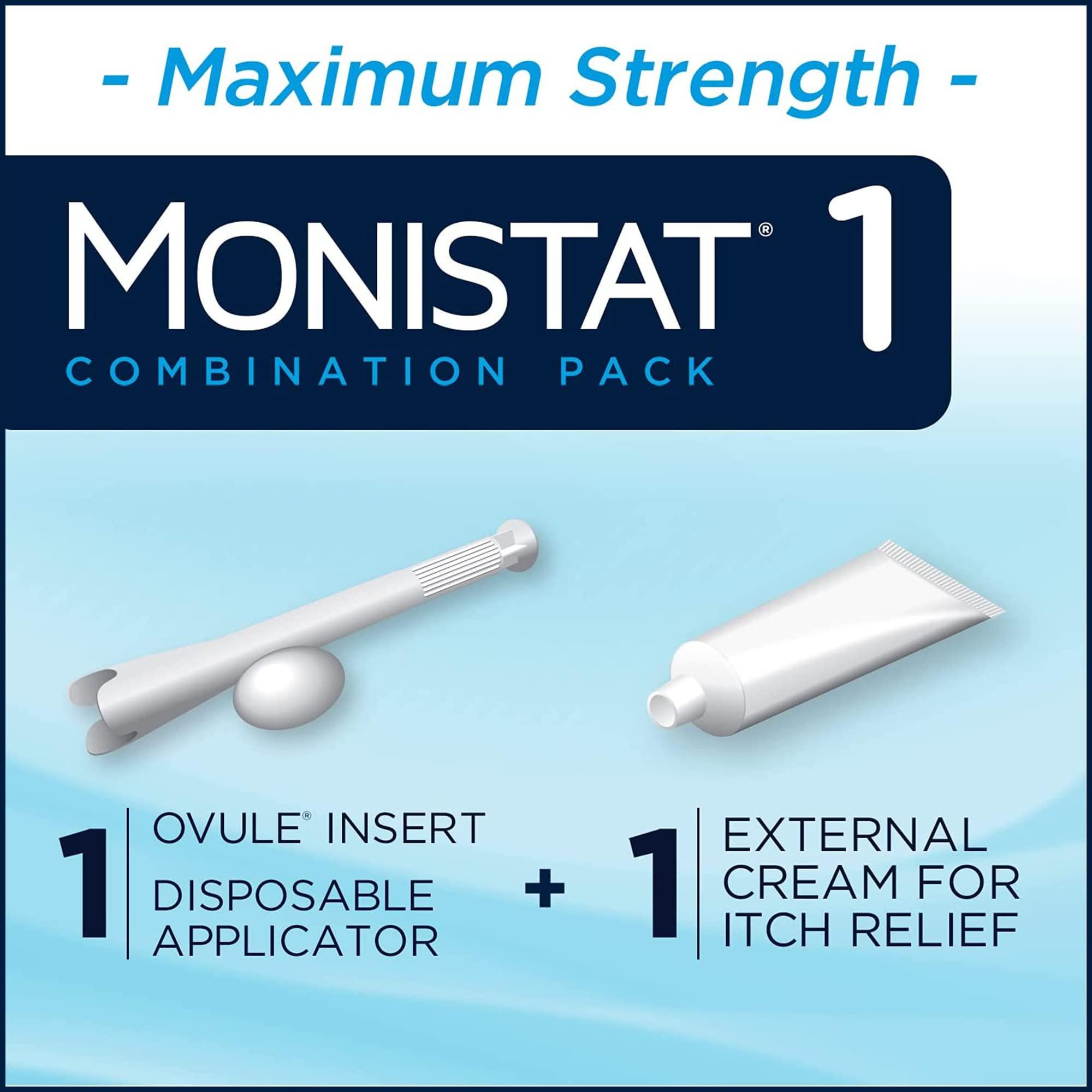 Monistat Monistat 1 Day Yeast Infection Treatment for Women, 1 Miconazole Ovule Insert & External Monistat Anti-Itch Cream Bundle + 10 fl oz Boric Acid Feminine Cleanser