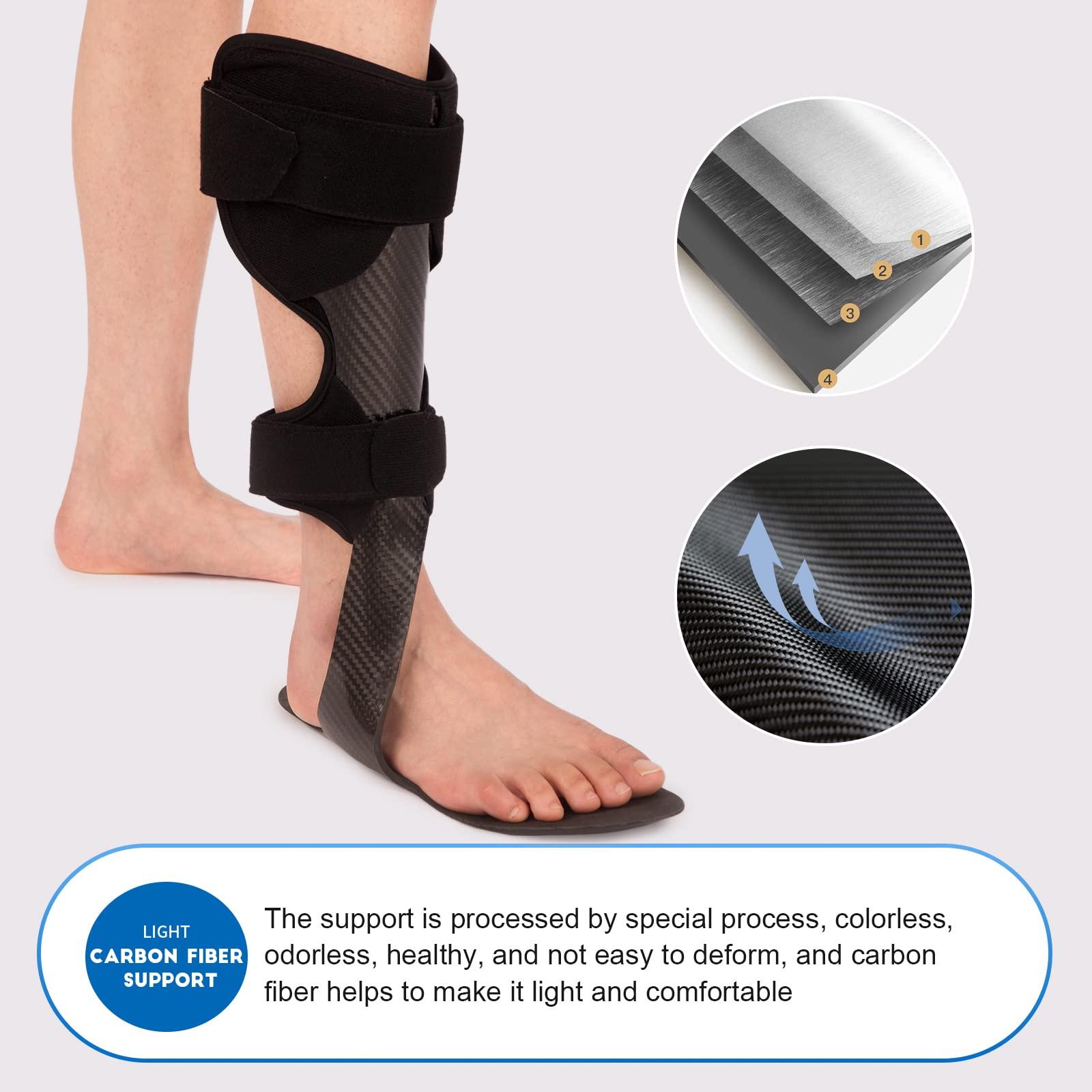 GHORTHOUD GHORTHOUD Carbon Fiber AFO Brace Lightweight Ankle Foot Orthosis AFO Rehabilitator Foot Drop Brace for Drop Foot, Ankle Instability or Limb Spasticity (Large-Right)