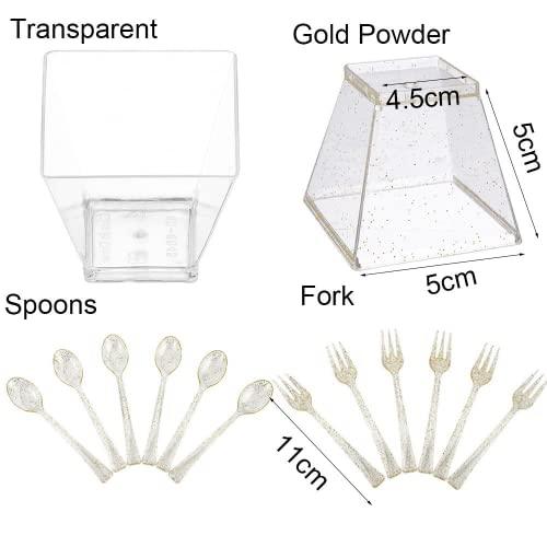 EGEN EGEN 10pcs 2oz Disposable Dessert Cup Plastic Dessert Ice Cream Cup Home Festival Wedding Party Supplies (Spoons*10)