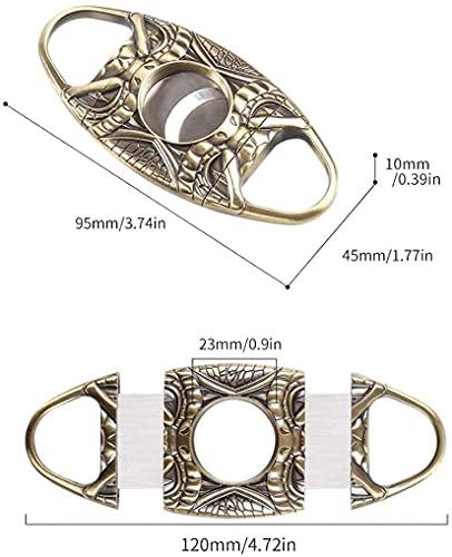 KANDUO KANDUO Cigar Cutter Antique Bronze Engrave Stainless Steel Double Cut Blade Cigar Guillotine,Stainless Steel Cigar Cutter Portable Cigar Cutter