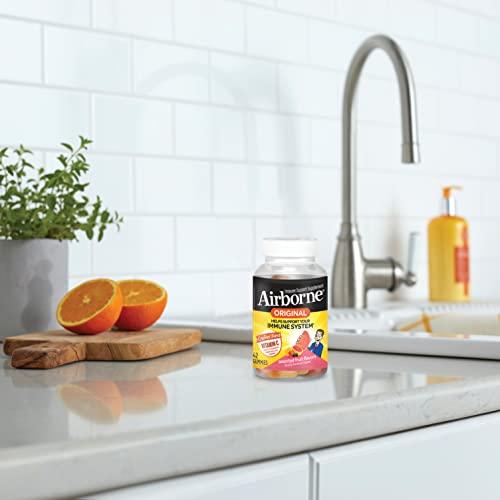 Airborne Airborne Vitamin C 750mg (per serving) - Assorted Fruit Gummies (42 count in a bottle), Gluten-Free Immune Support Supplement With Vitamins C E, Selenium