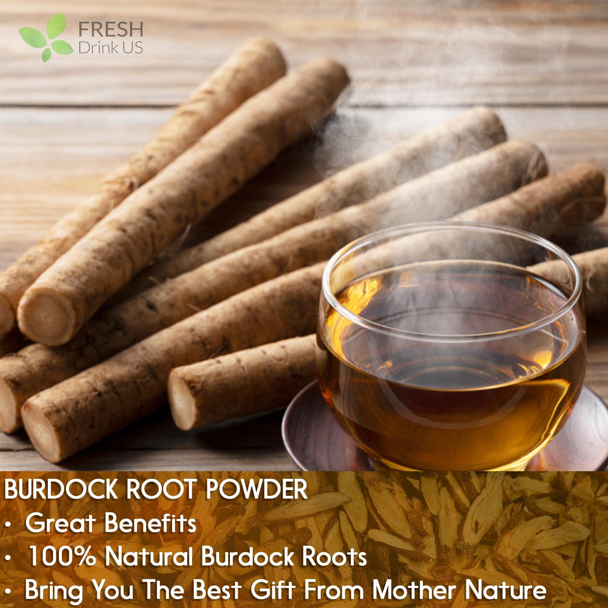 FRESHDRINKUS FRESHDRINKUS, Premium 10oz Burdock Root Powder, 100% Natural & Pure from Burdock Root, Burdock Root Herbal Tea, No Additives, No Caffeine, Vegan