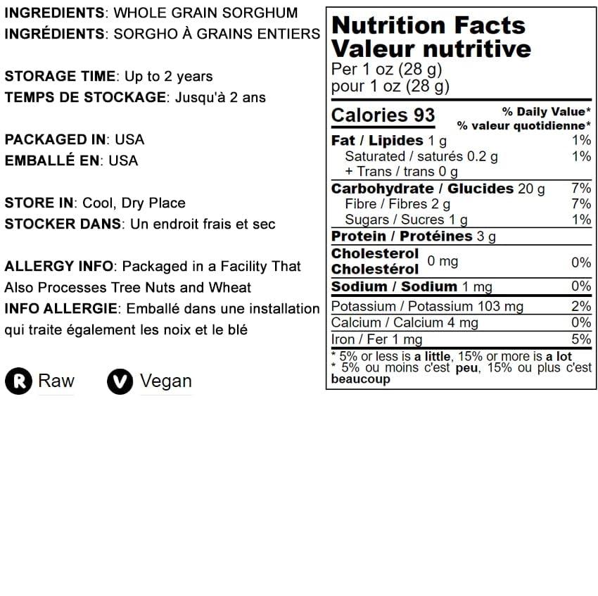 Food to Live Food to Live Whole Grain Sorghum, 1 Pound Premium White Groats. Raw Milo Seeds. Vegan, Bulk Broom-corn. Durra is Great for Making Flour and Popped Jowar Dhani