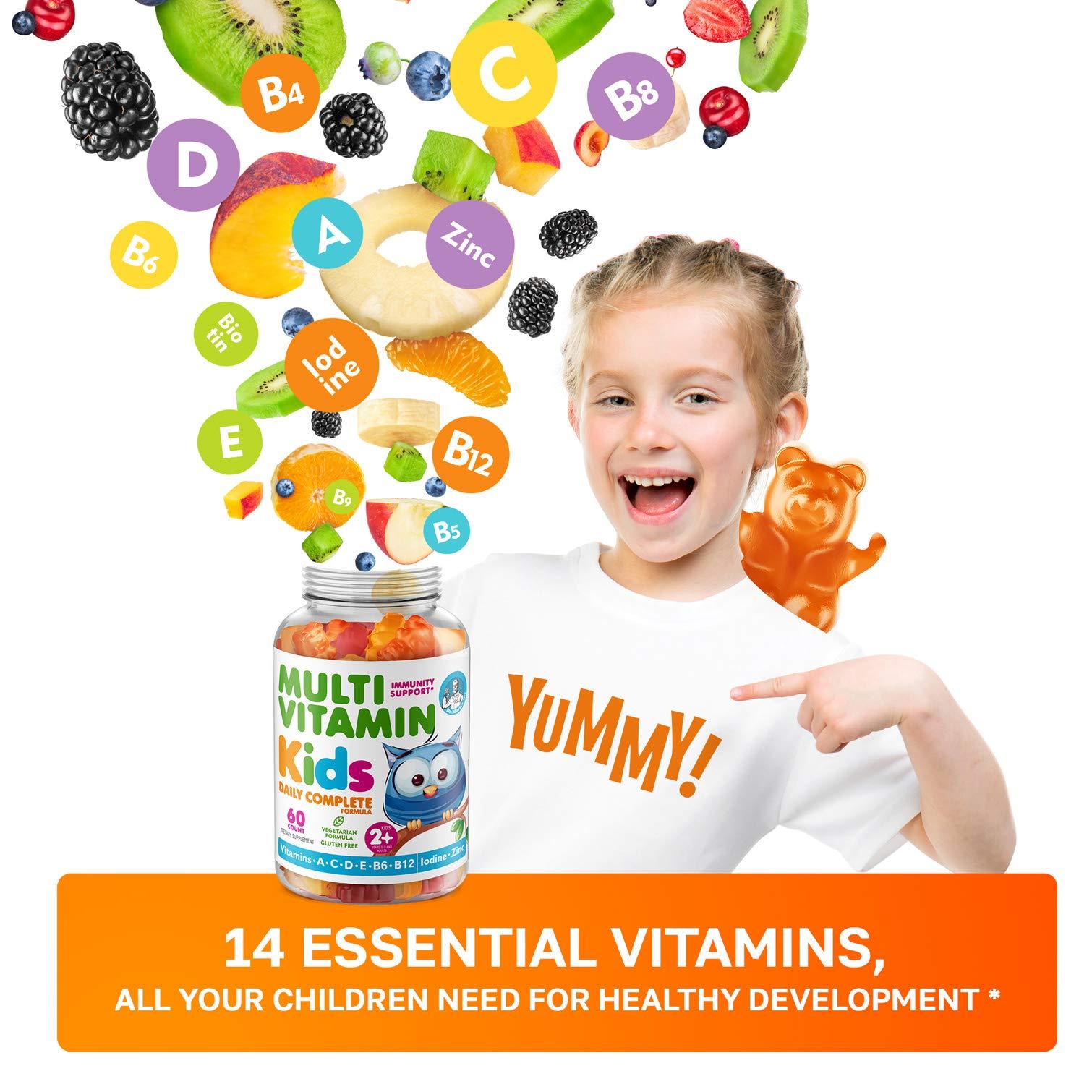 DR. MORITZ DR. MORITZ Kids Multivitamin Gummies - with Kids Vitamins A C D E B6 B12 Zinc and More - Complete Daily Support - Vegetarian and Non-GMO, 2 Pack (120 Count)