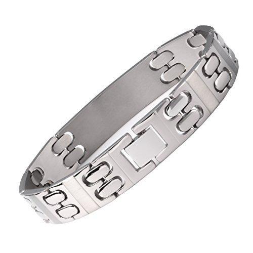 LinnaLove LinnaLove Free Engraving Titanium Medical Alert id Bracelets for Men(8.5")