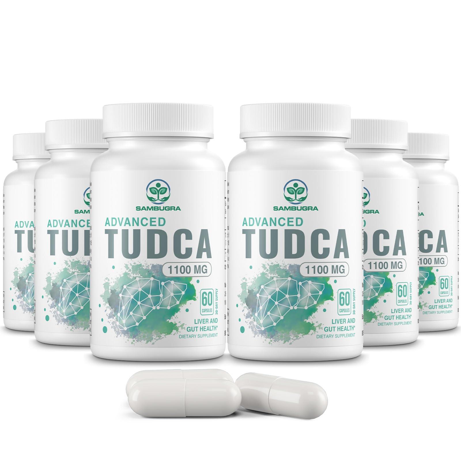 Sambugra TUDCA Supplements 1100mg - Advanced Ultra Strength Bile Salt TUDCA Support, 3rd Party Tested TUDCA Liver Supplements for Liver Cleanse Detox and Repair, 360 Capsules (Pack of 6)