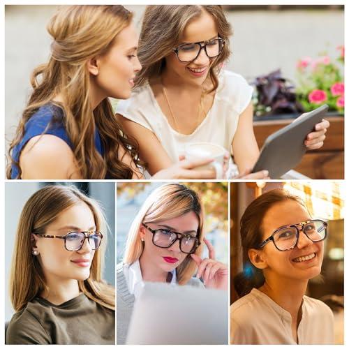 JM JM 3 Pack Oversized Aviator Reading Glasses for Women Men, Retro Square Blue Light Computer Readers +0.0