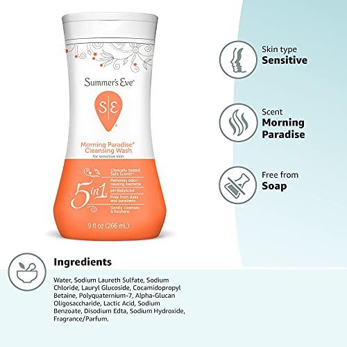 Summer's Eve Summer's Eve Cleansing Wash | Morning Paradise | 9 Ounce | Pack of 1 | pH-Balanced, Dermatologist & Gynecologist Tested