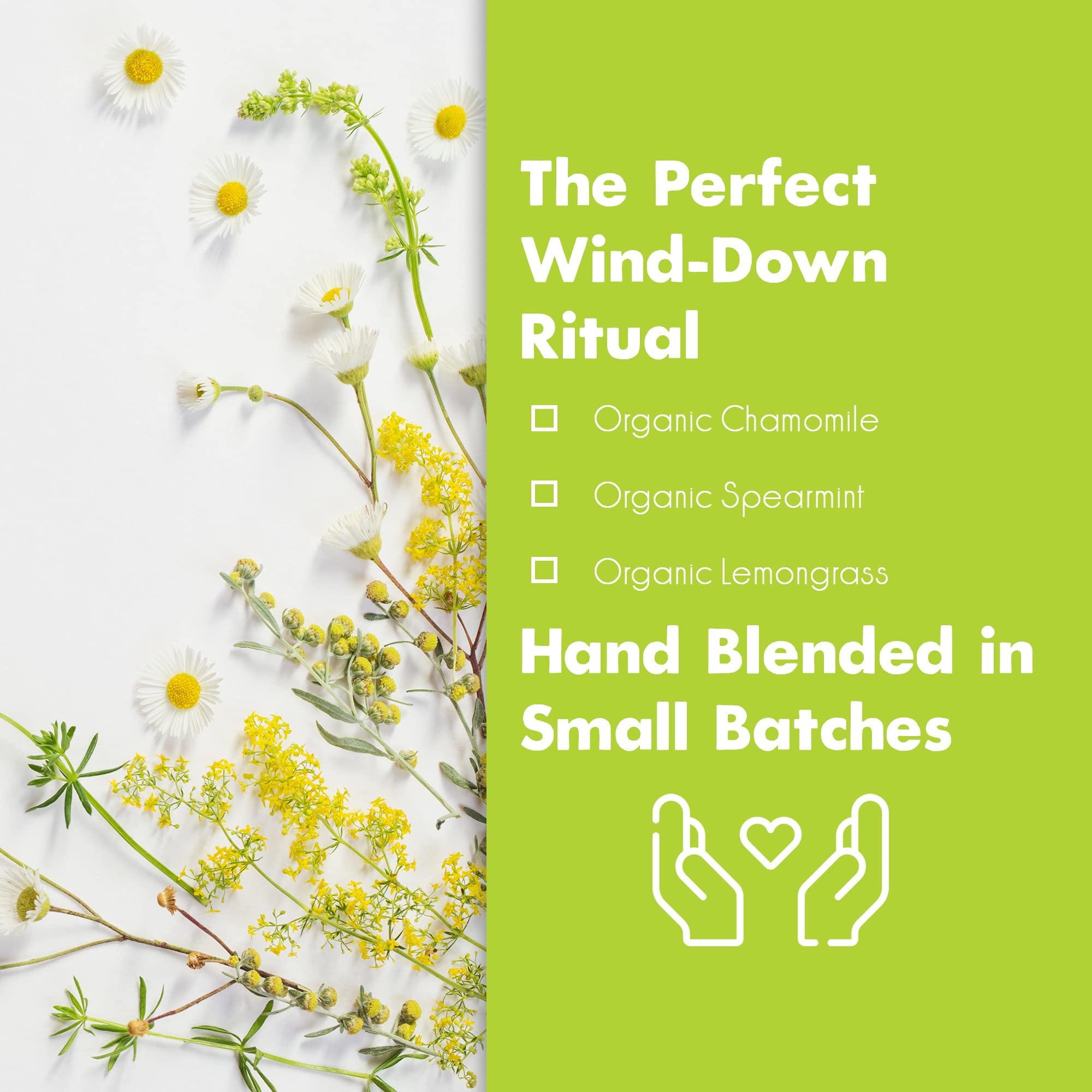 Big Heart Tea Co. Big Heart Tea Co. Tea Bags - Chamomile Mint - Certified Organic, Calming Herbal Decaf Tea in Zero Plastic Sachets with Small Batch Ground Herbs - Spearmint and Lemongrass, 10 Tea Bags