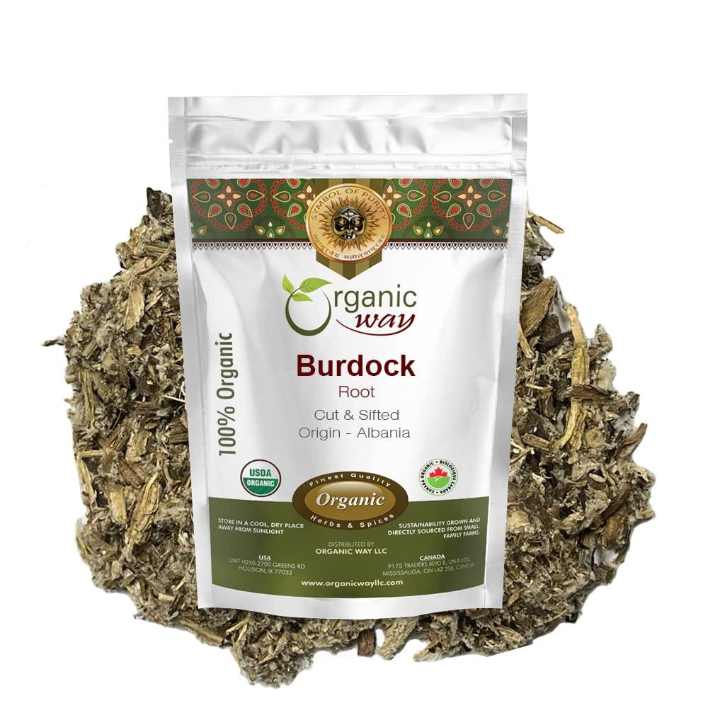 Organic Way Organic Way Dried Burdock Root | Herbal Tea (Arctium lappa) Cut & Sifted - Organic & Kosher Certified | Raw, Vegan, Non GMO & Gluten Free | USDA Certified | Origin - Albania (1/4LBS / 4Oz)