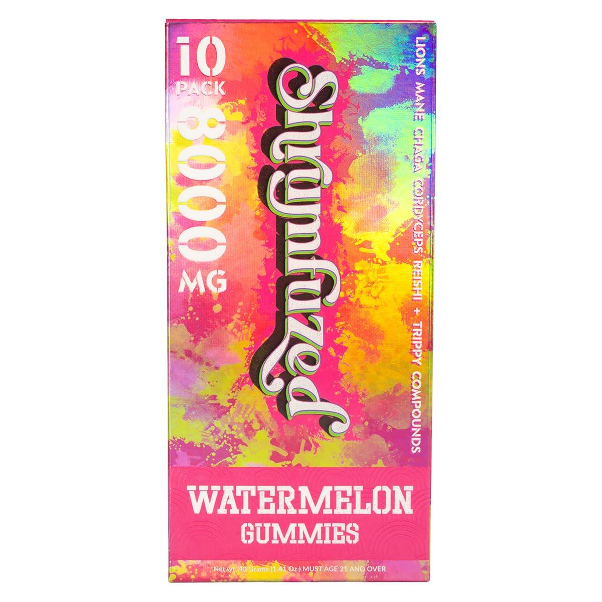 Shrumfuzed Shrumfuzed - Proprietary Nootropic Gummy 8000mg - Lion\'s Mane, Reishi, Chaga, and Cordycep Nootropic Tripee Mushroom Blend (10, Watermelon)