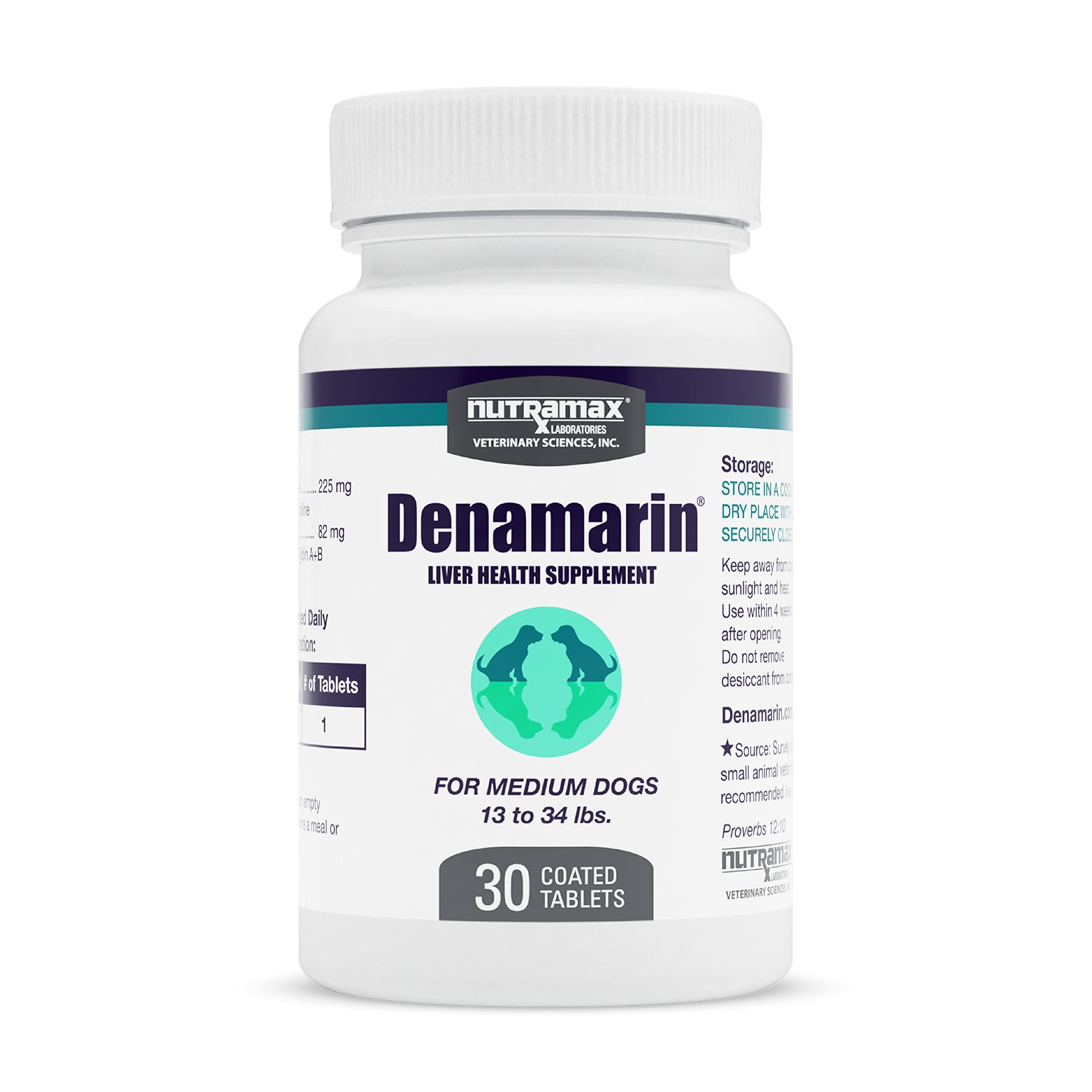 Nutramax Laboratories Nutramax Laboratories Denamarin Liver Health Supplement for Medium Dogs - With S-Adenosylmethionine (SAMe) and Silybin, 30 Tablets