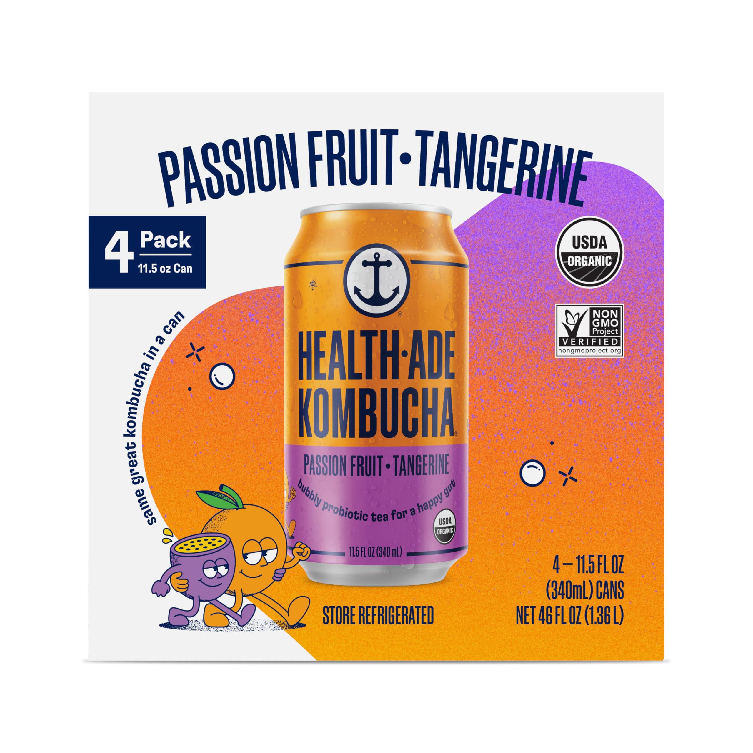 Health-Ade Health-Ade Organic Passion Fruit Tangerine Kombucha Can 11.5OZ 4-Pack, 46OZ