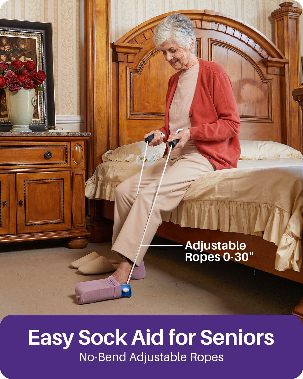 Kekoy Kekoy Sock Aid, Easy to Use Sock Helper with Foam Handles, Sock Aide Device Pull Up Assistance Help, Sock Helper Stocking Slider for Elderly, Senior, Pregnant, Diabetics(Blue)