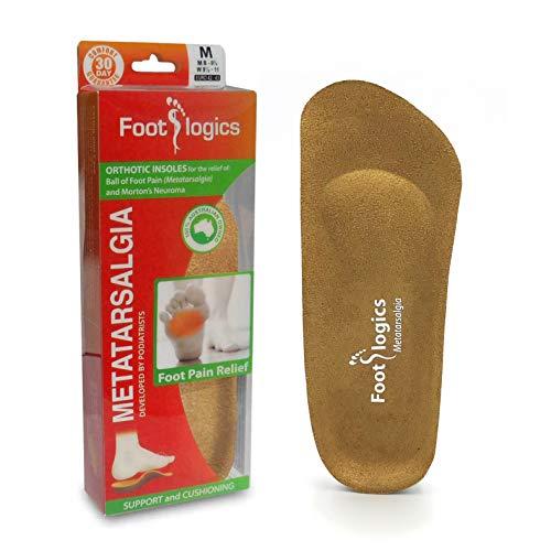 Foot logics Footlogics 3/4 Length Orthotic Shoe Insoles with Built-in Raise for Ball of Foot Pain, Morton’s Neuroma, Flat Feet - Metatarsalgia (S (Men's 6-7.5, Women's 7.5-9))