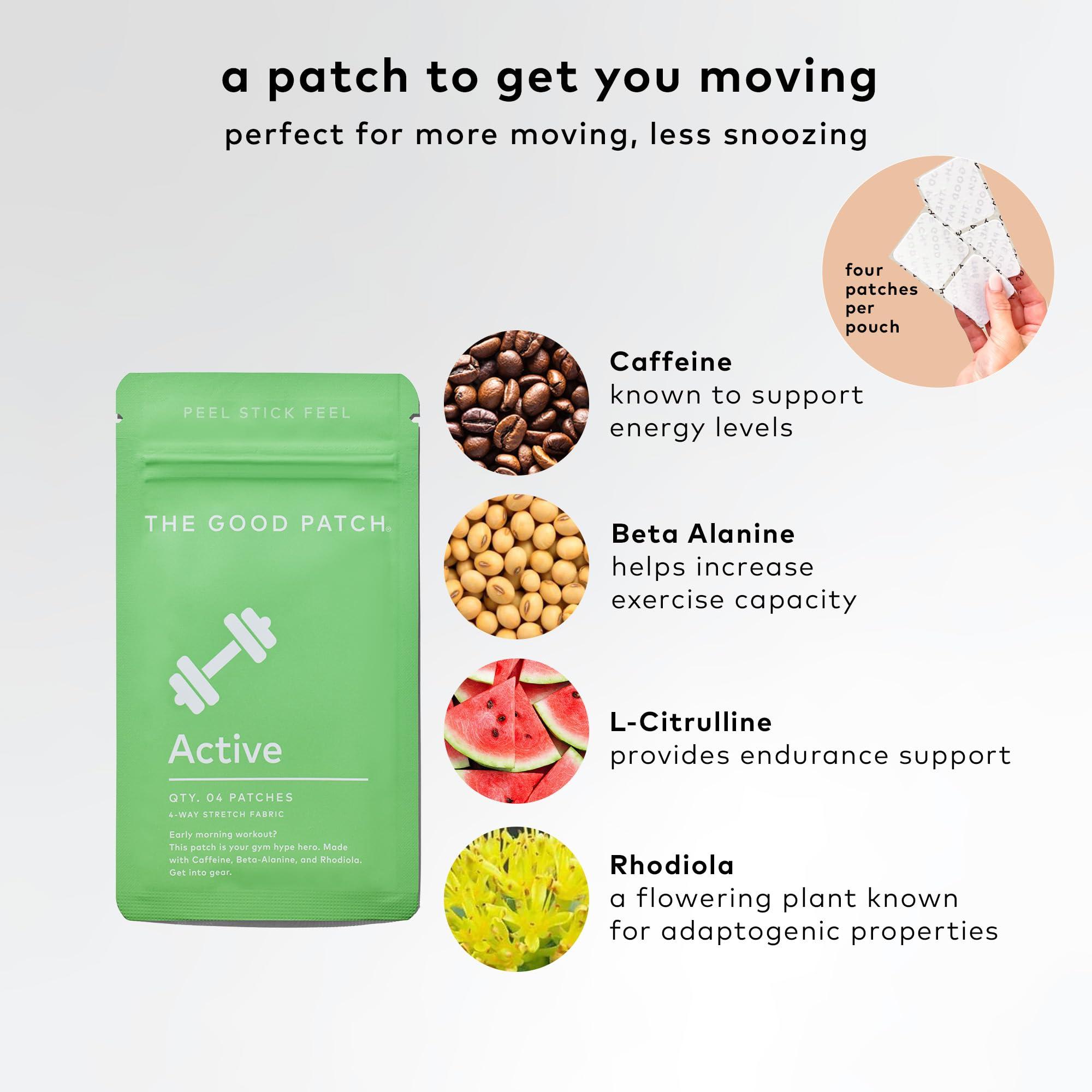 The Good Patch The Good Patch Active Patch, Energy Support, Natural Patch with Caffeine, Beta Alanine, Rhodiola, Plant Powered Wearable Wellness, Sustained Release (16 Total Patches)